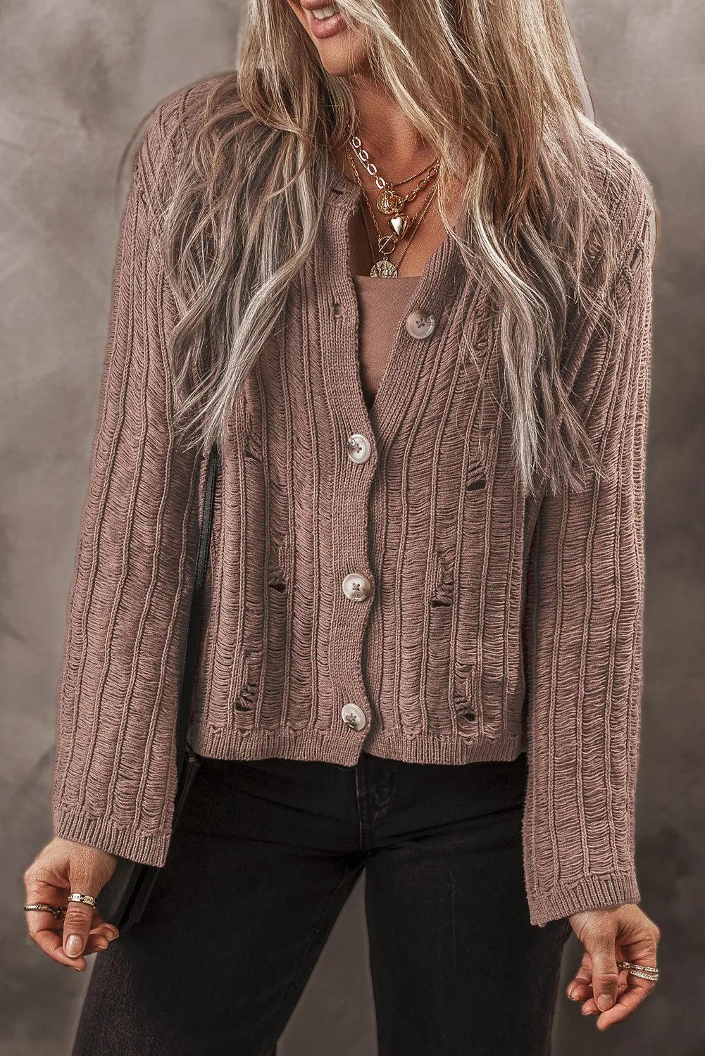 Button Up Long Sleeve Cardigan Carauana Store