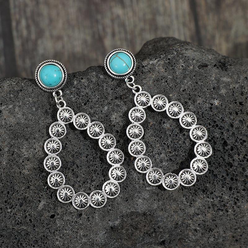 Artificial Turquoise Teardrop Earrings Carauana Store