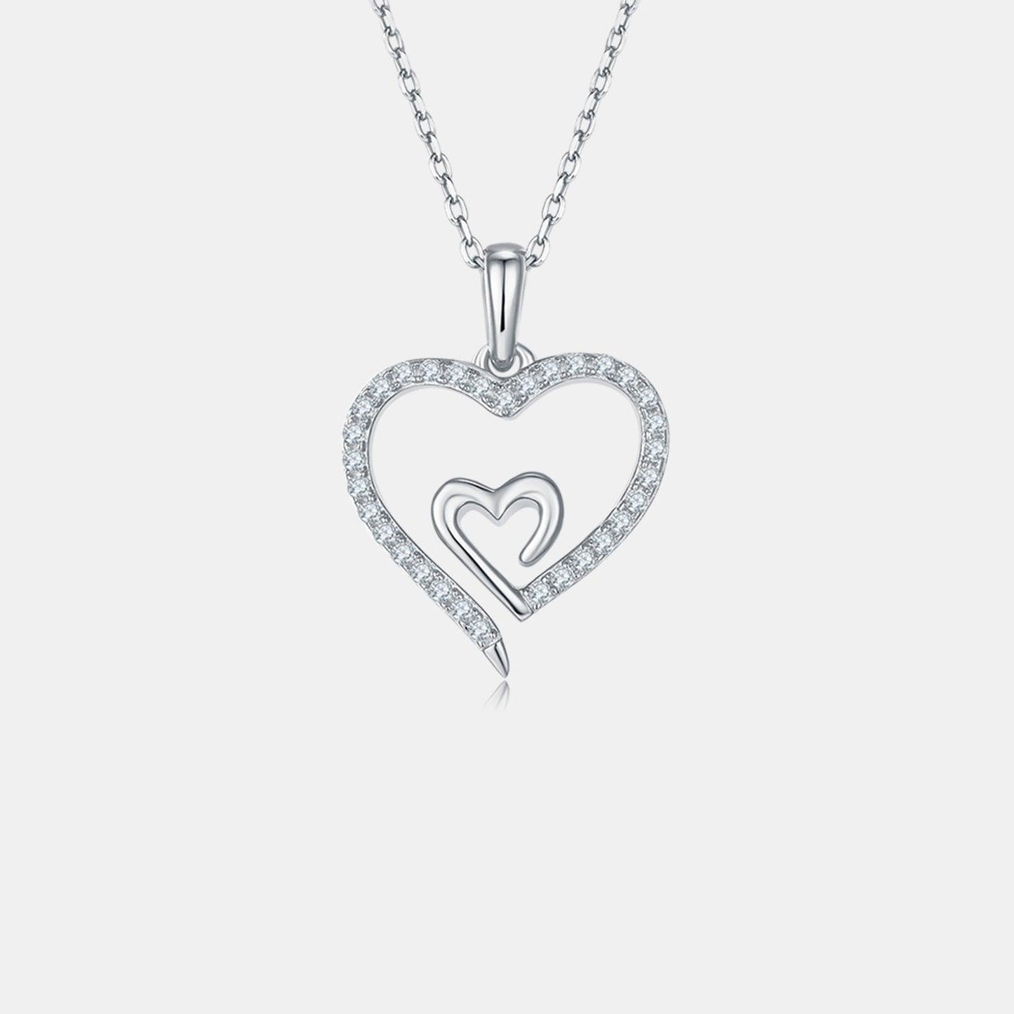 Moissanite 925 Sterling Silver Heart Pendant Necklace Carauana Store