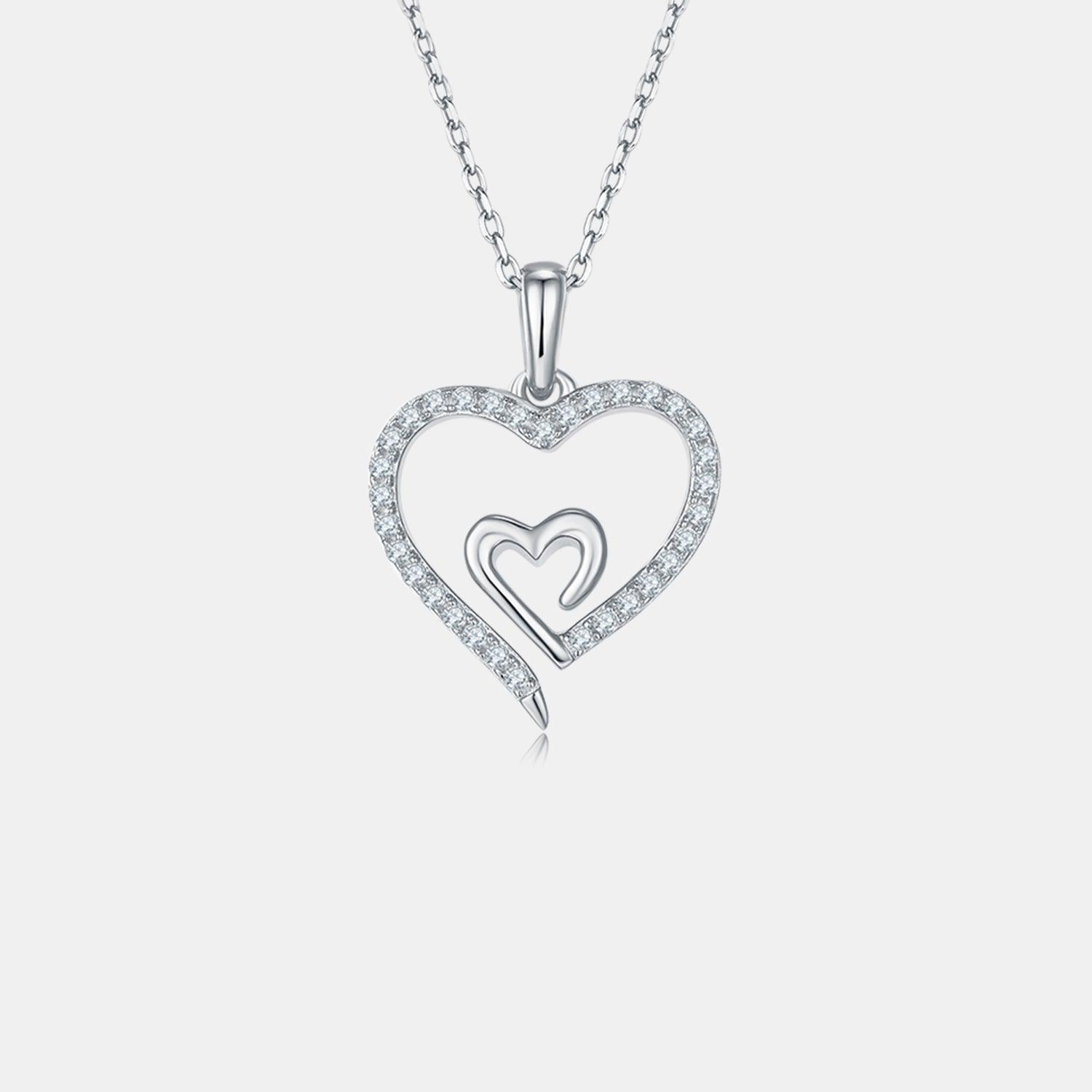 Moissanite 925 Sterling Silver Heart Pendant Necklace Carauana Store