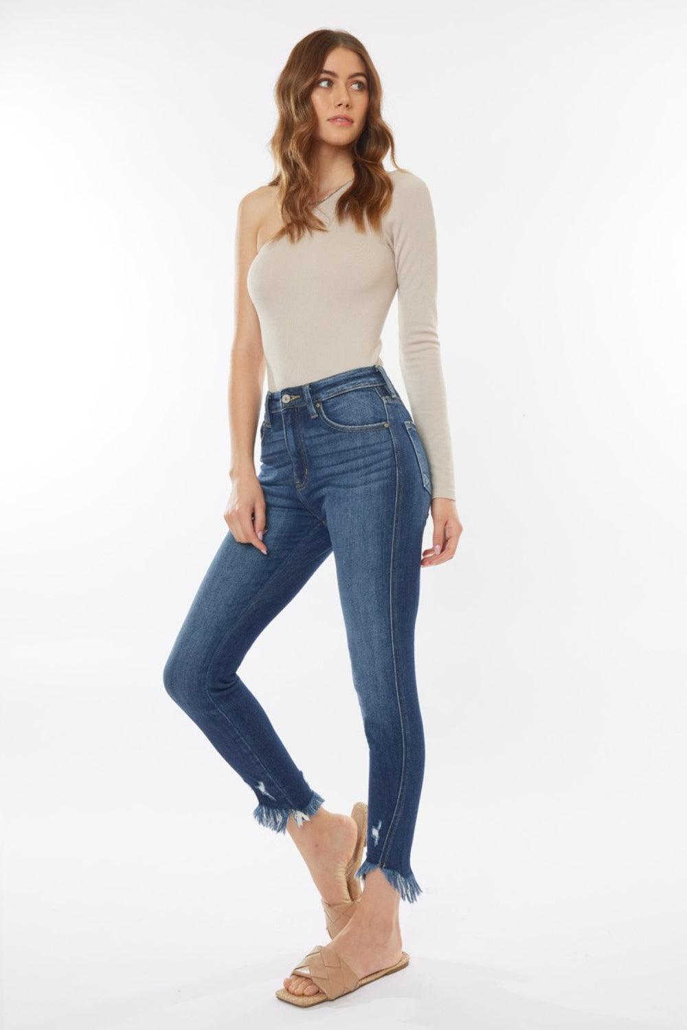 Kancan Raw Hem High Waist Cropped Jeans Carauana Store