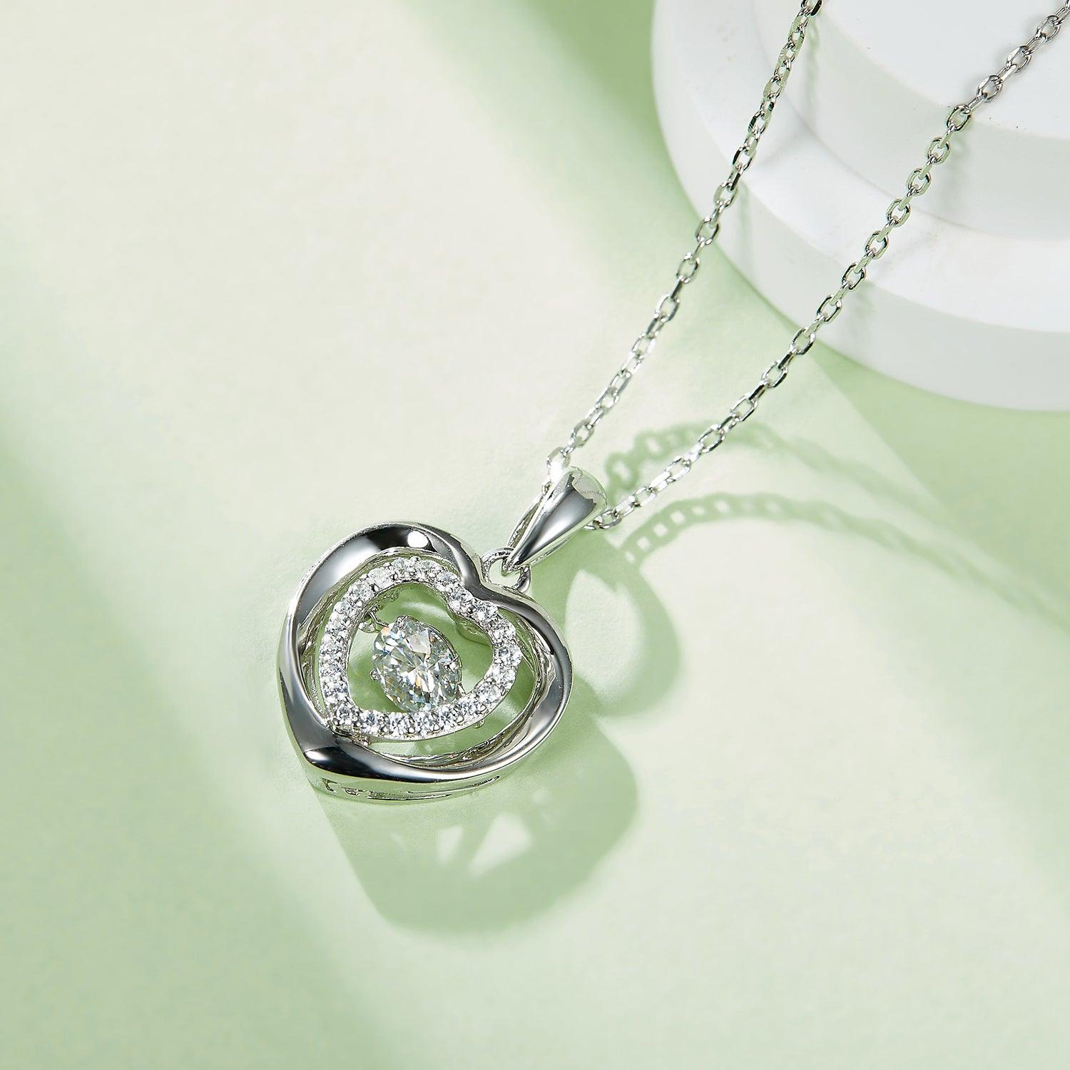 Moissanite 925 Sterling Silver Heart Necklace Carauana Store