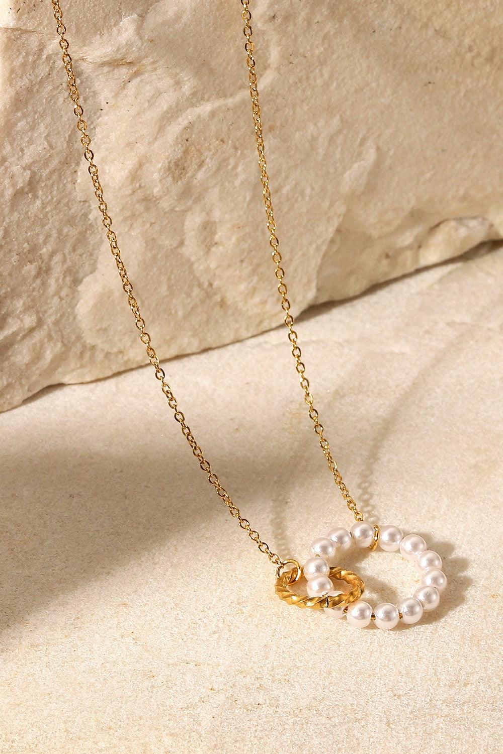 Pearl Hoop Link Pendant Necklace Carauana Store