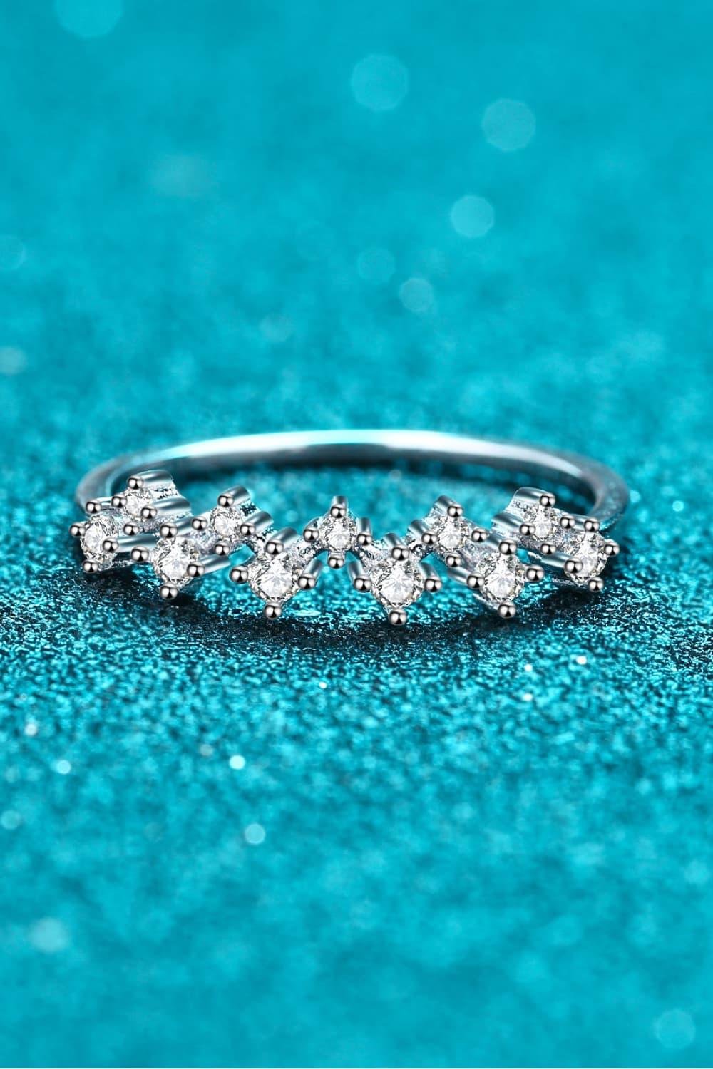 Moissanite Rhodium-Plated Half-Eternity Ring Carauana Store