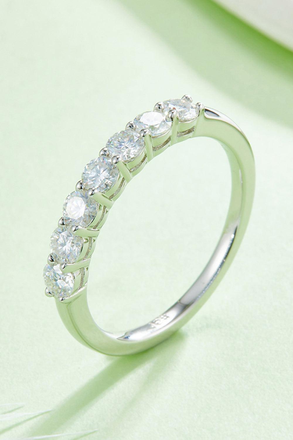 Moissanite Platinum-Plated Half-Eternity Ring Carauana Store