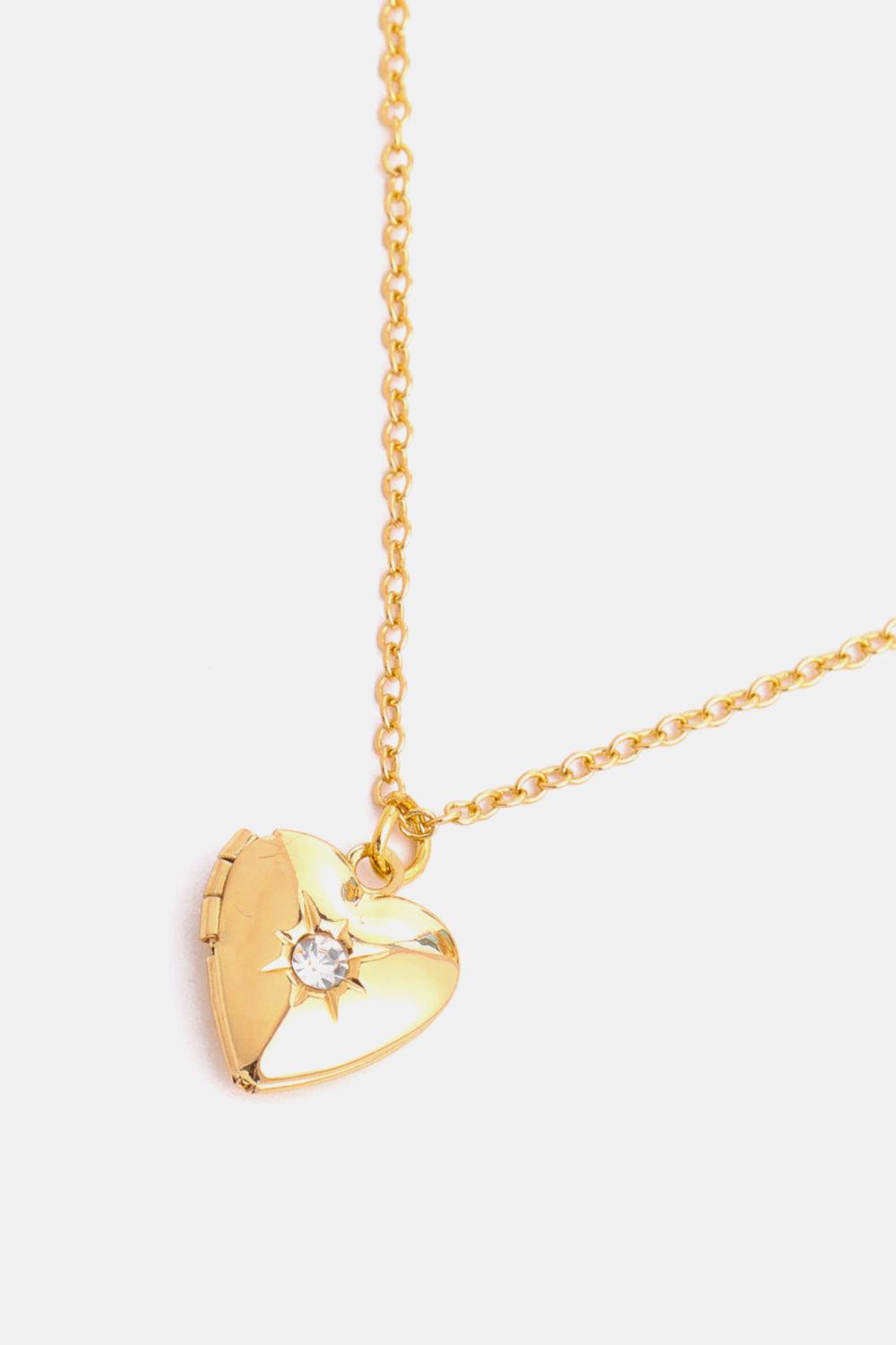 Zircon Heart Shape 14K Gold-Plated Pendant Necklace Carauana Store