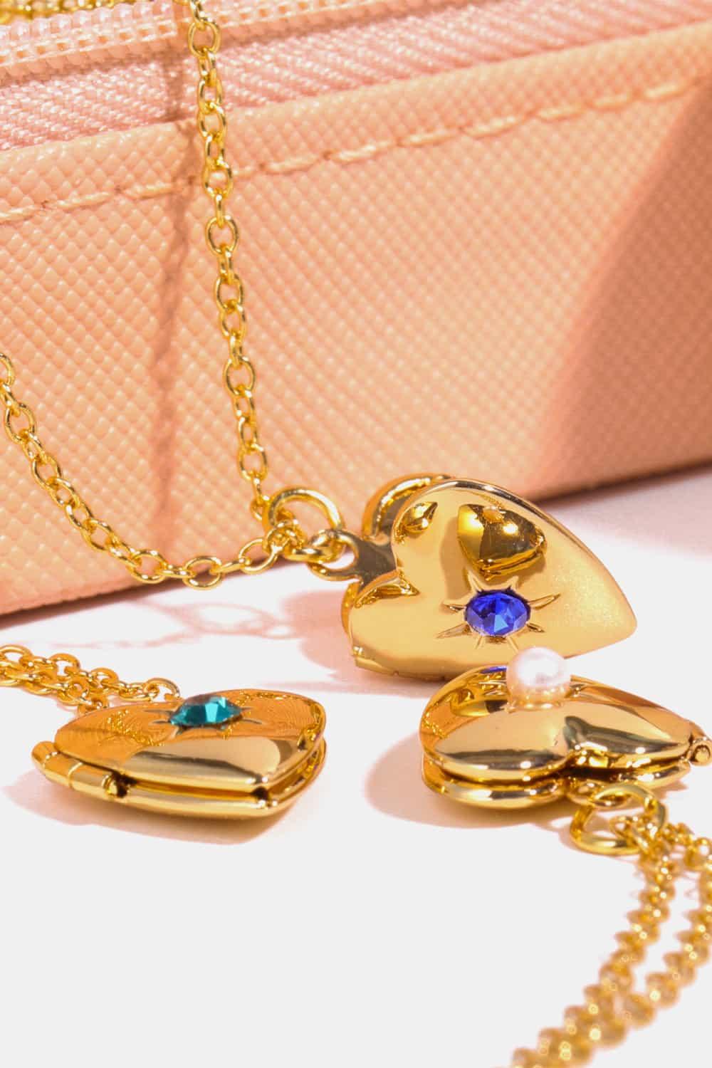 Zircon Heart Shape 14K Gold-Plated Pendant Necklace Carauana Store