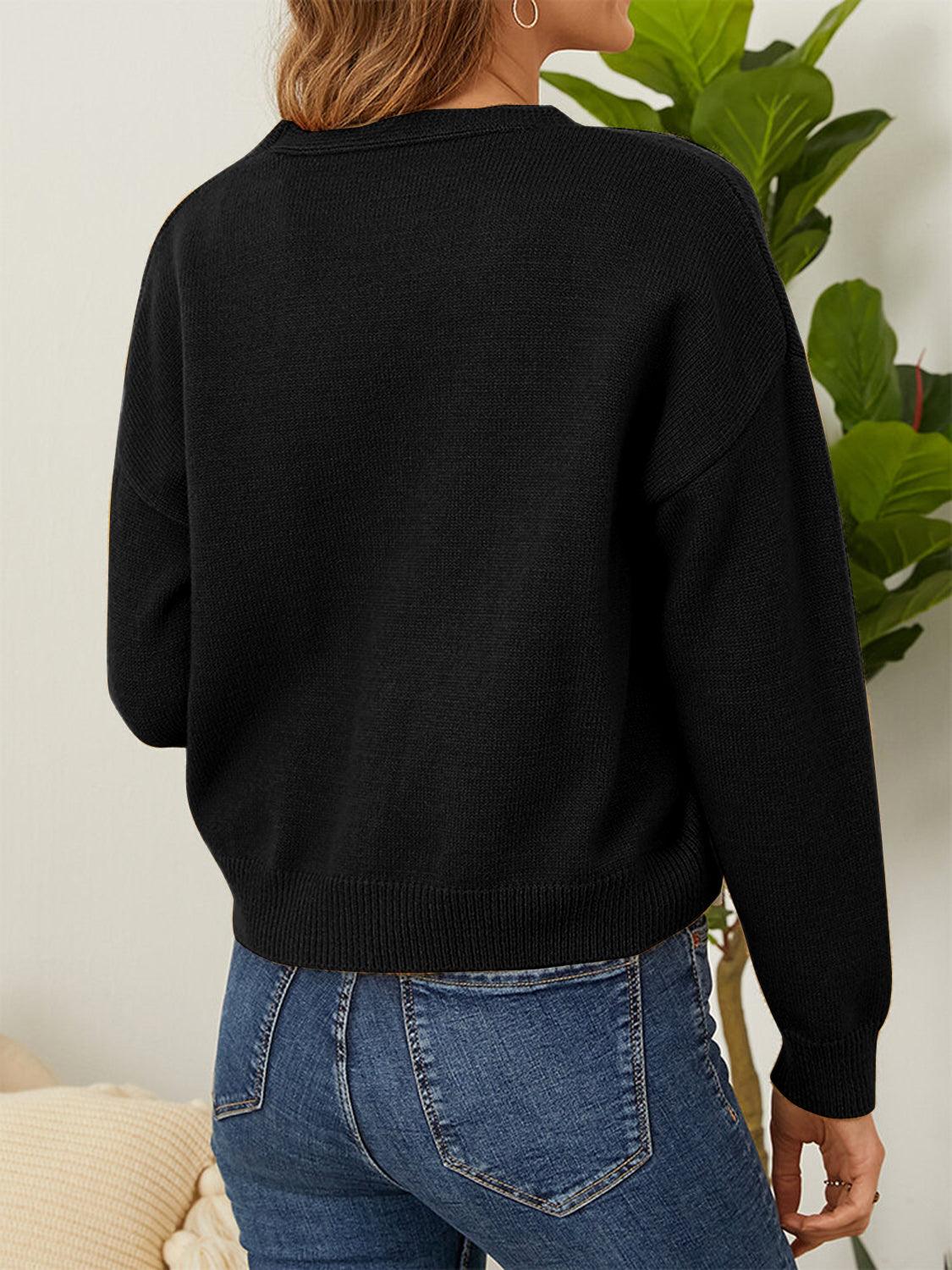 Flower Button Front Dropped Shoulder Cardigan Carauana Store