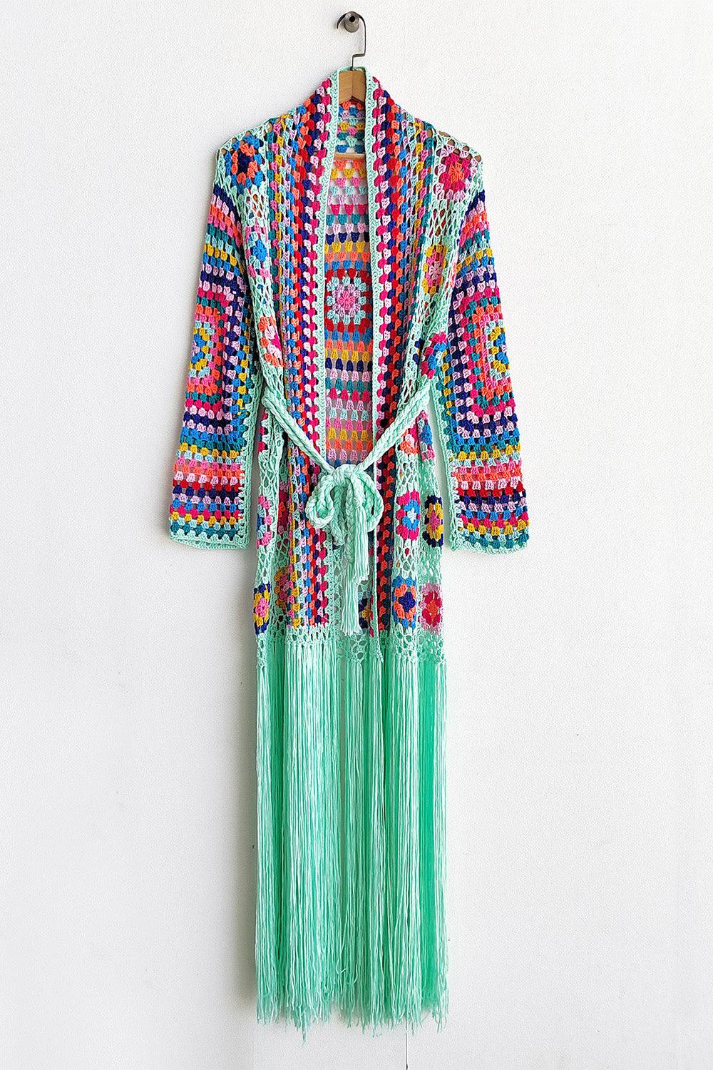 Fringe Tied Long Sleeve Cardigan Carauana Store