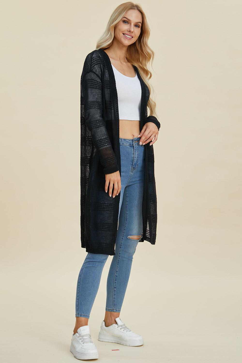 Double Take Full Size Open Front Longline Cardigan Carauana Store