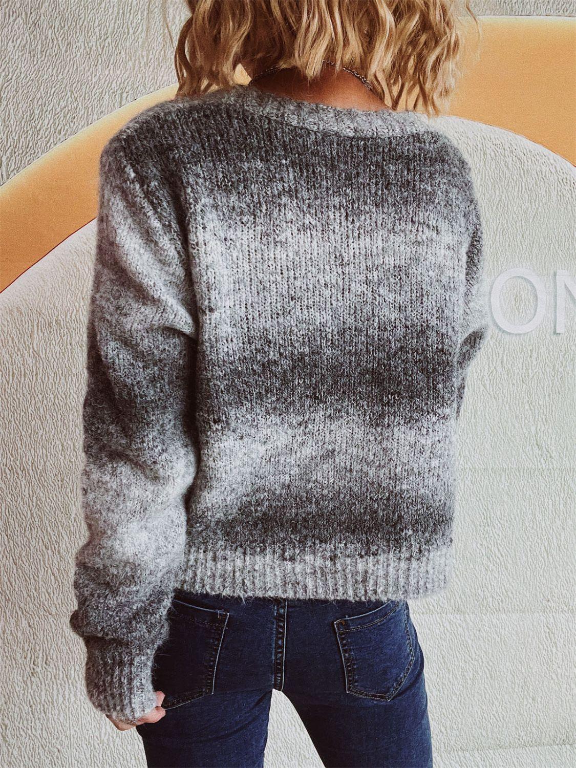 Gradient Heart Shape Button V-Neck Cardigan Carauana Store