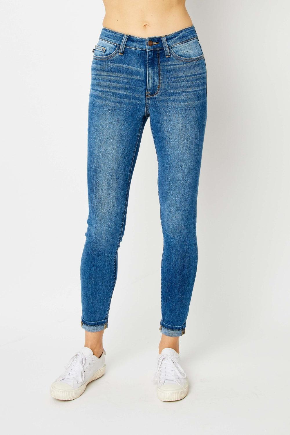Judy Blue Full Size Cuffed Hem Skinny Jeans Carauana Store