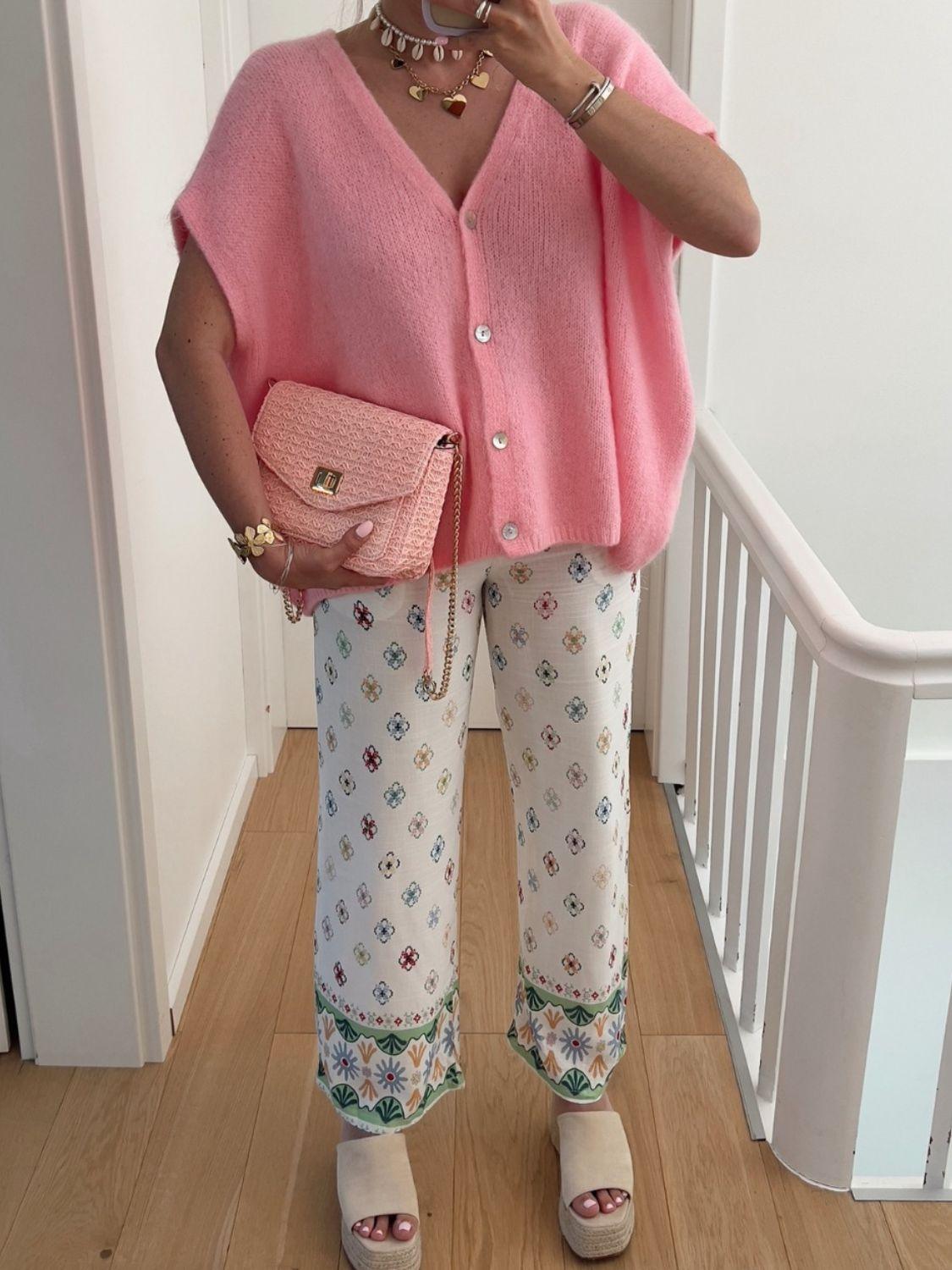 V-Neck Button Up Short Sleeve Cardigan Carauana Store