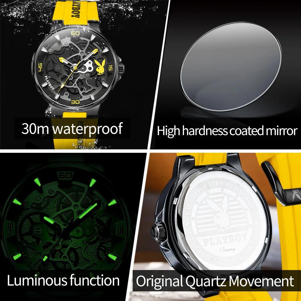 American PlayBoy Fashion Casual Men's Watch - Luxury Waterproof Luminous Quartz Wristwatch High Quality Carauana Store