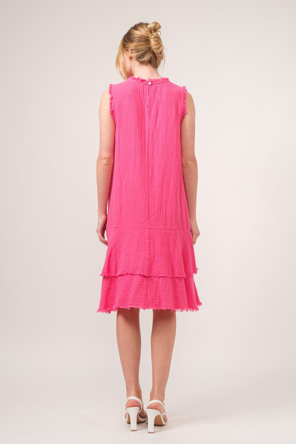 And The Why Washed Fringe Detail Tiered Dress Carauana Store