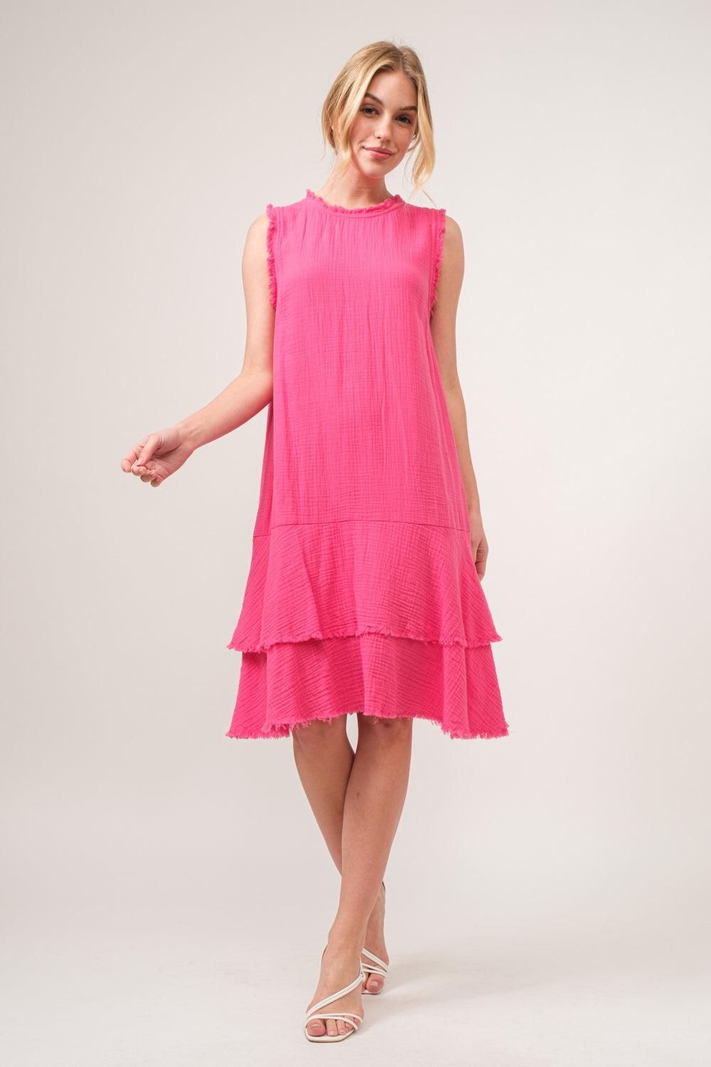And The Why Washed Fringe Detail Tiered Dress Carauana Store