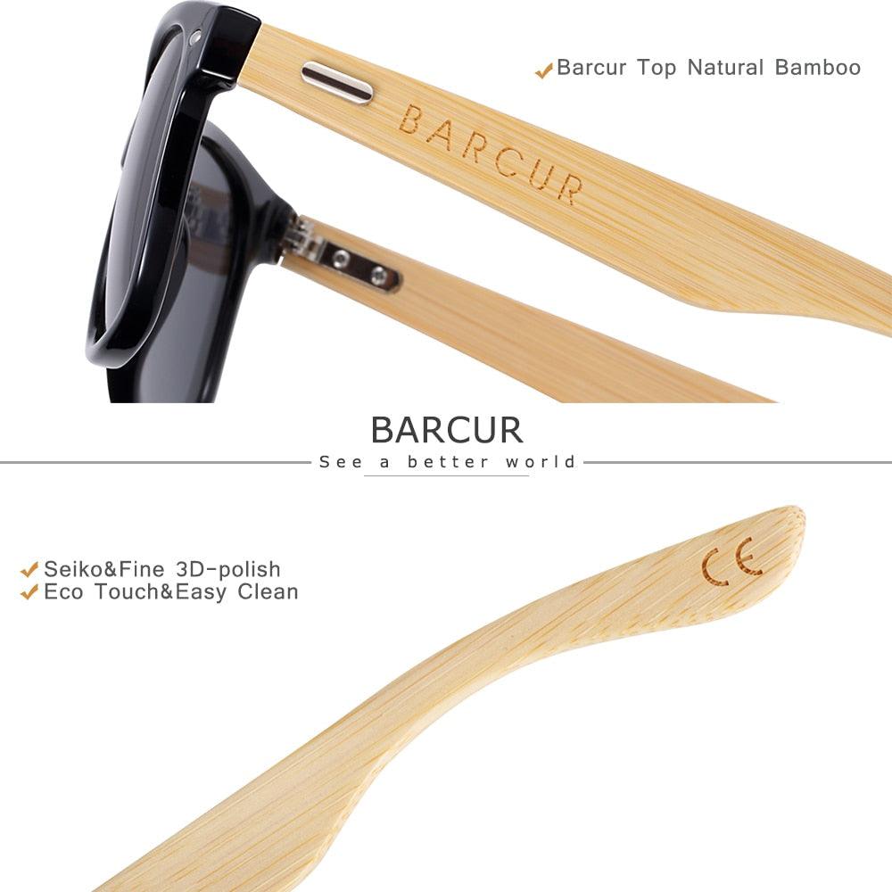 BARCUR Polarized Glasses Bamboo Wood Carauana Store