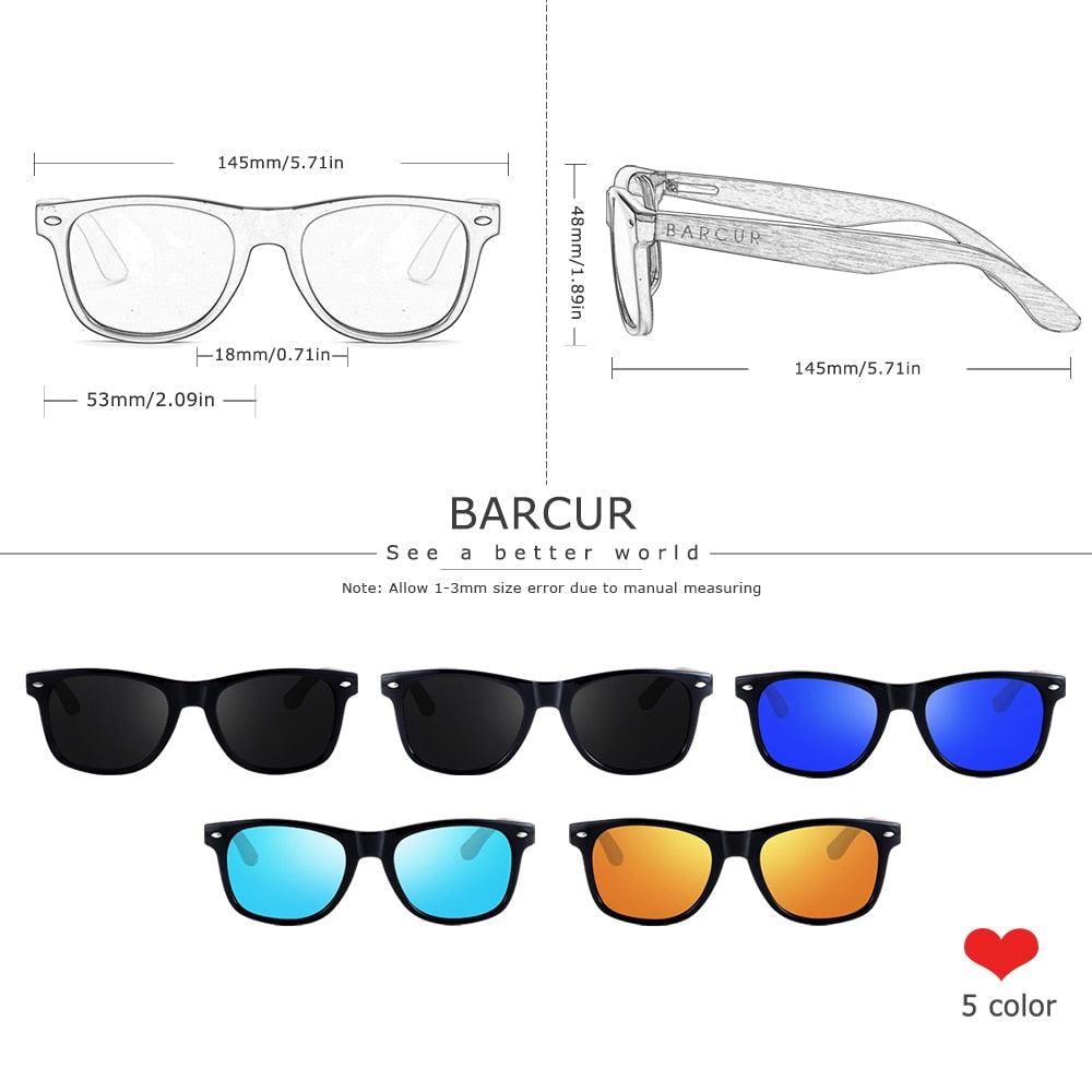 BARCUR Sunglasses Anti Blue Night Vision Mirror Free Wood Box Carauana Store