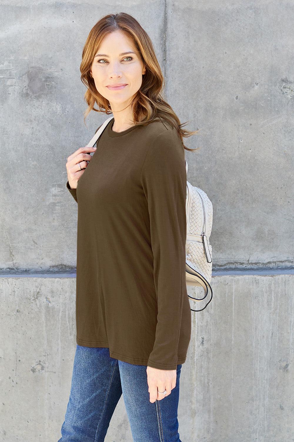 Basic Bae Full Size Round Neck Long Sleeve Top Carauana Store