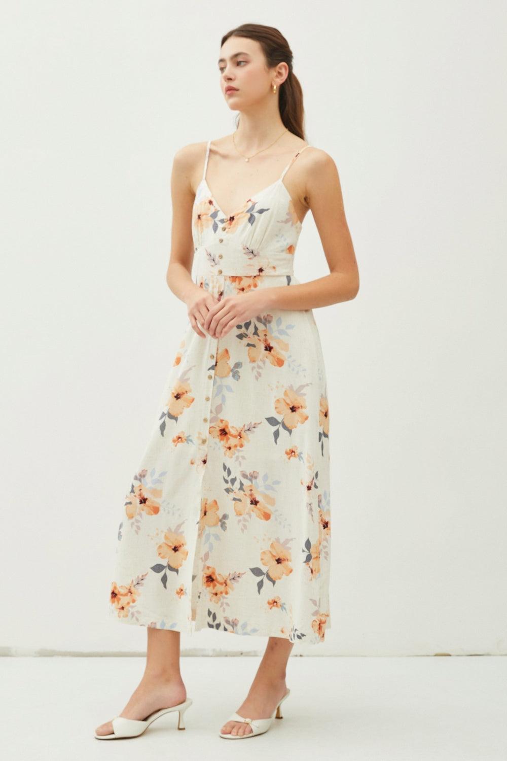 Be Cool Floral Button Down Cami Midi Dress Carauana Store