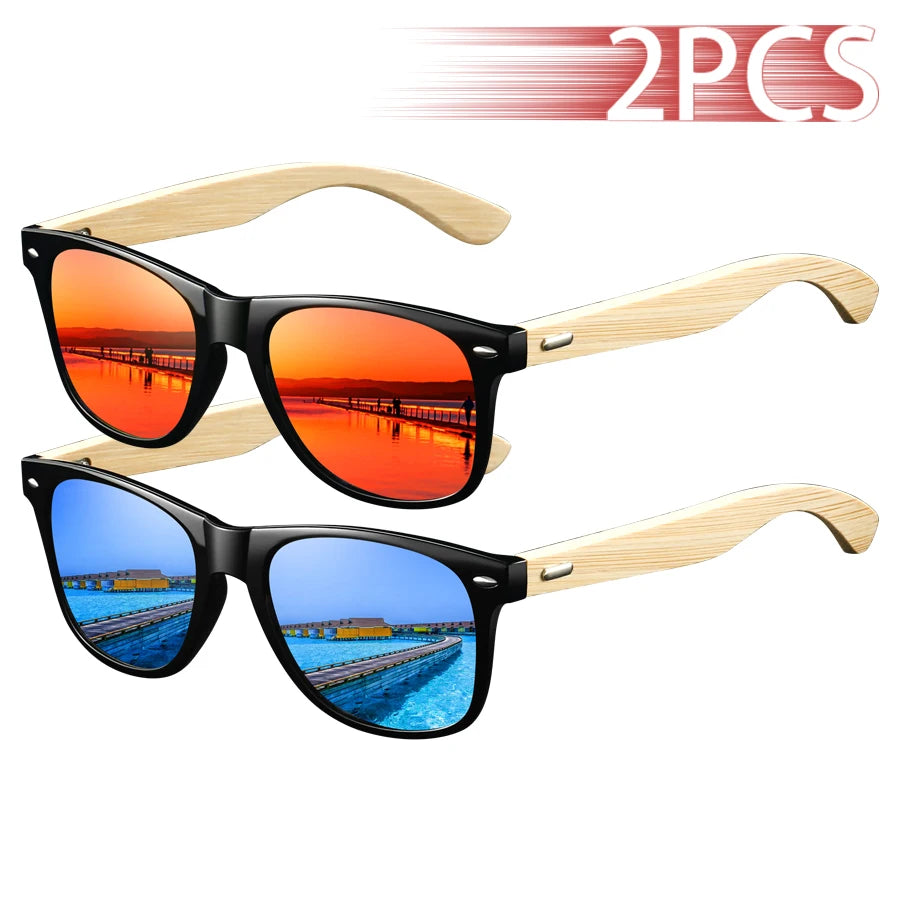 CaRaUaNa Fashion 2-piece sunglasses set with UV400 lenses in orange and Blue