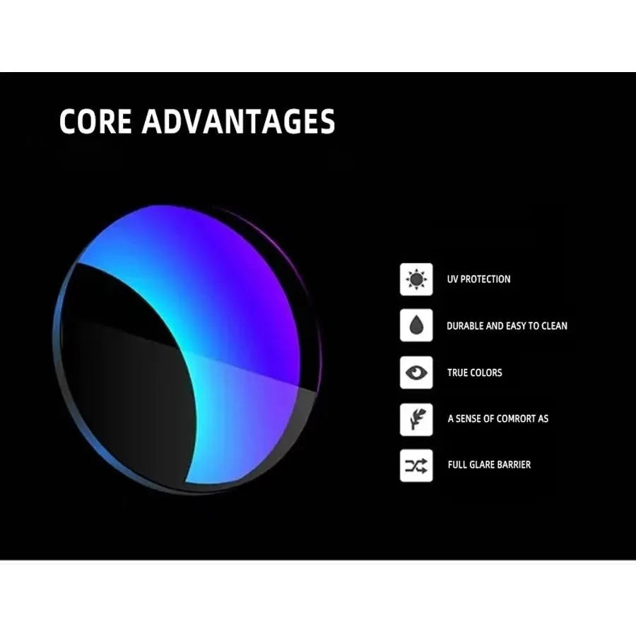 UV400 polycarbonate lenses in vibrant Ice Blue