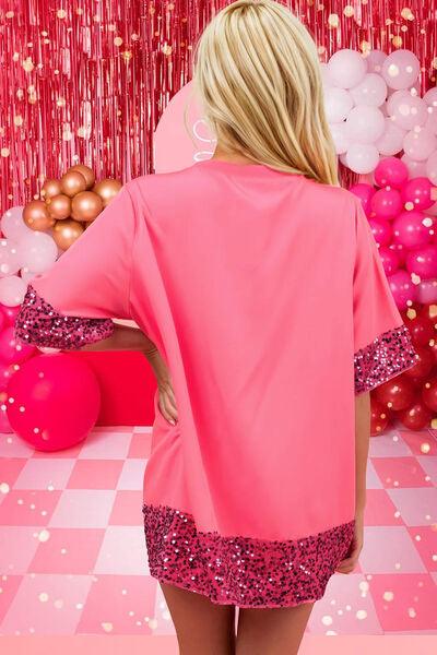 Candy Cane Sequin Half Sleeve T-Shirt Carauana Store