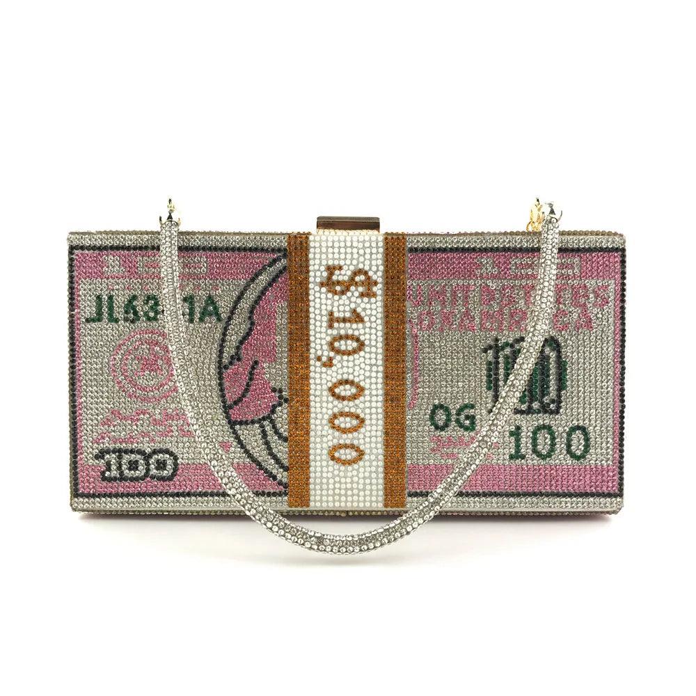 Carauana Dollar Diamond Crystal Wedding Clutch Bag | Designer Evening Purse | Luxury Chain Shoulder Bag Carauana Store