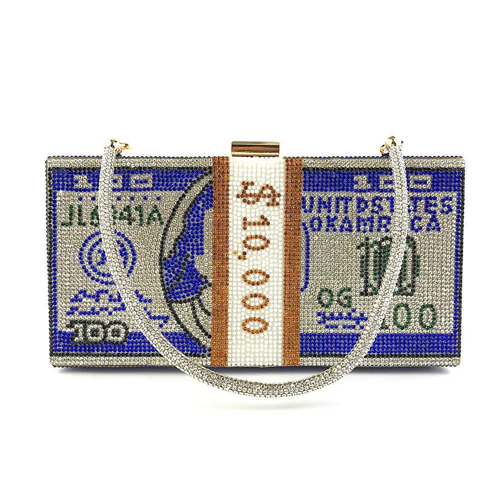 Carauana Dollar Diamond Crystal Wedding Clutch Bag | Designer Evening Purse | Luxury Chain Shoulder Bag Carauana Store