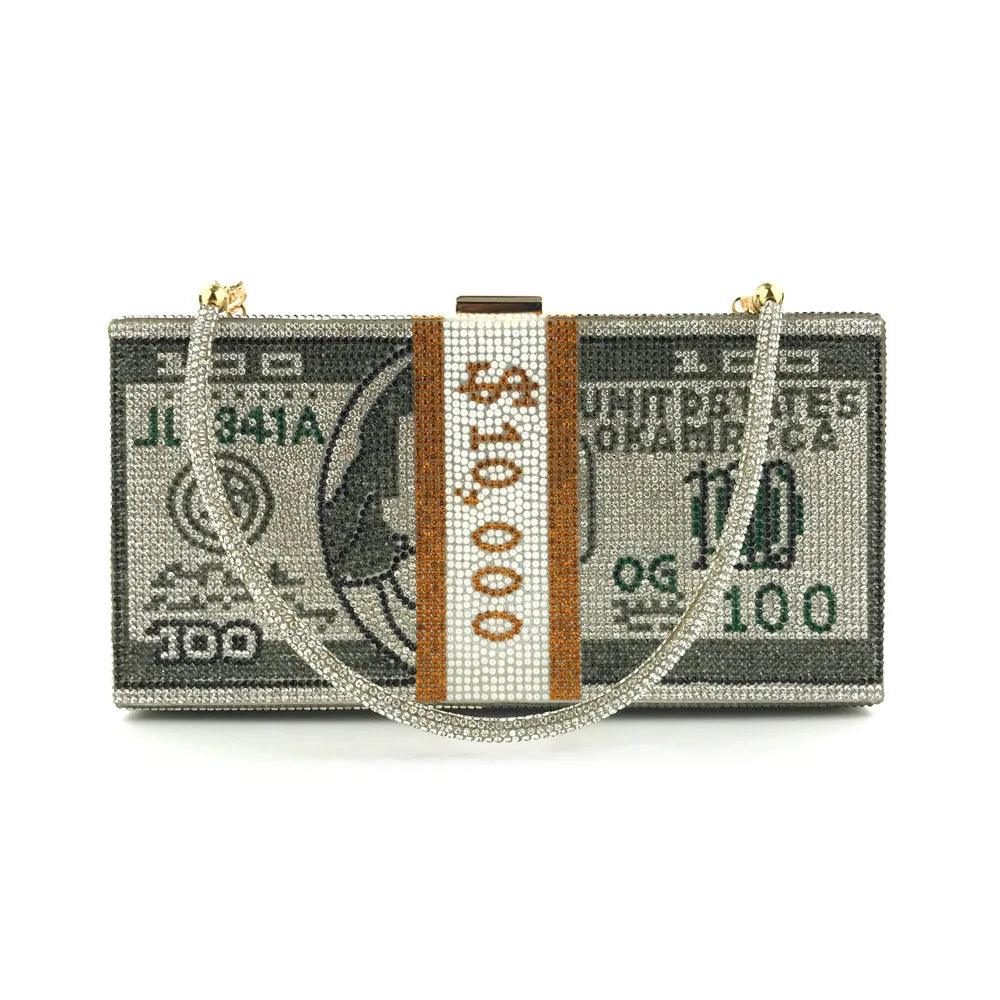 Carauana Dollar Diamond Crystal Wedding Clutch Bag | Designer Evening Purse | Luxury Chain Shoulder Bag Carauana Store