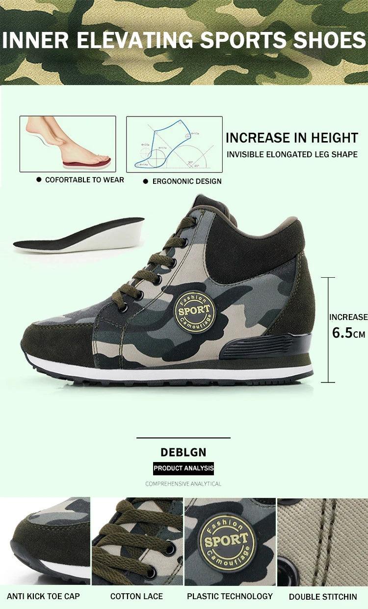 Carauana Women Camouflage 6.5cm Heel Height Increase Casual Shoes Carauana Store