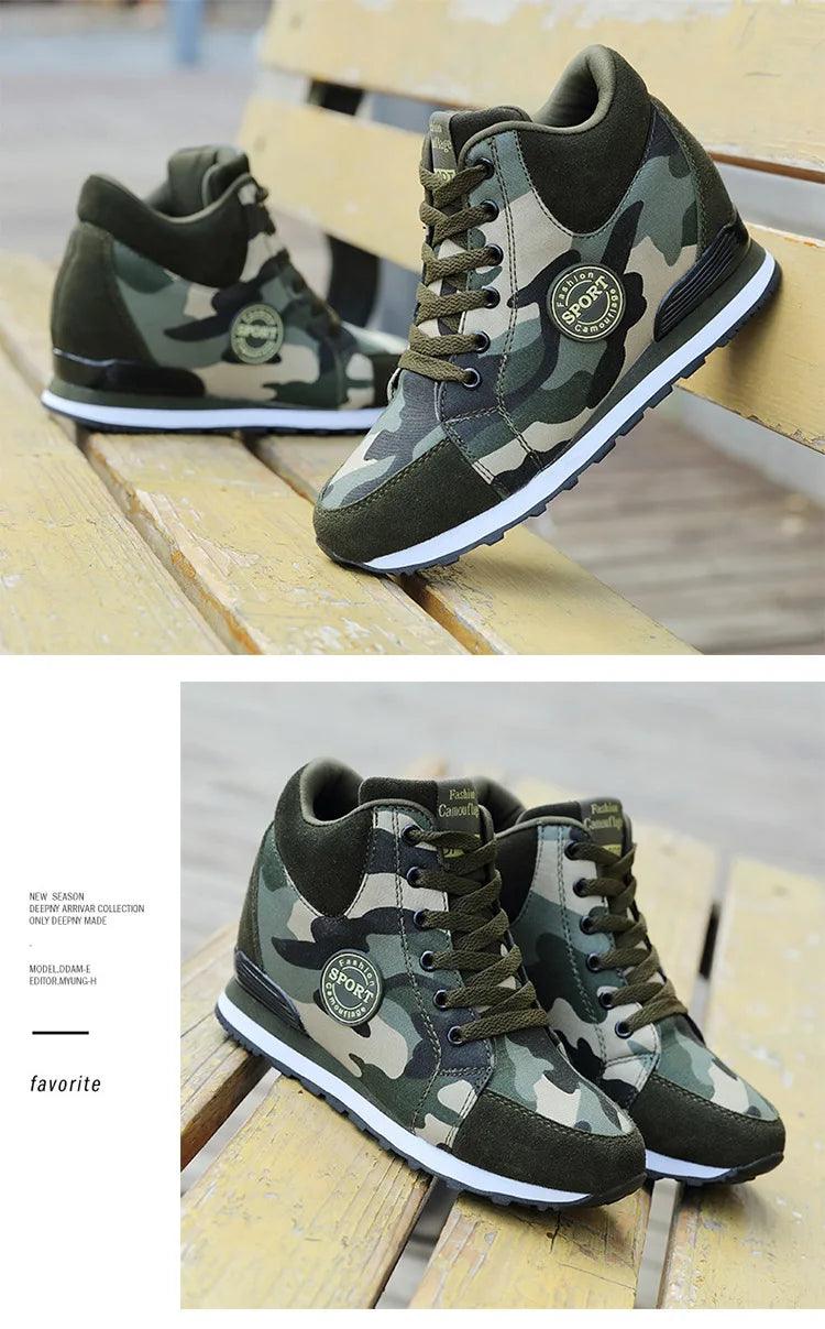 Carauana Women Camouflage 6.5cm Heel Height Increase Casual Shoes Carauana Store