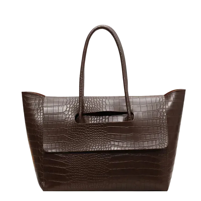 Carauana Crocodile Leather Handbag-Brown3