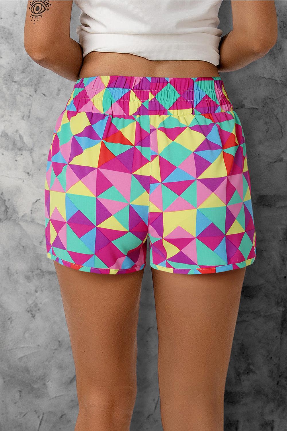 Color Block Elastic Waist Shorts Carauana Store