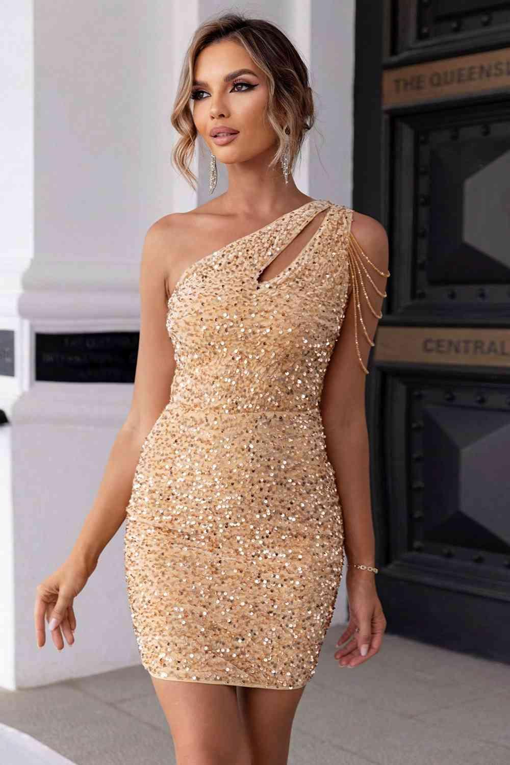 Contrast Sequin Sleeveless Mini Dress Carauana Store