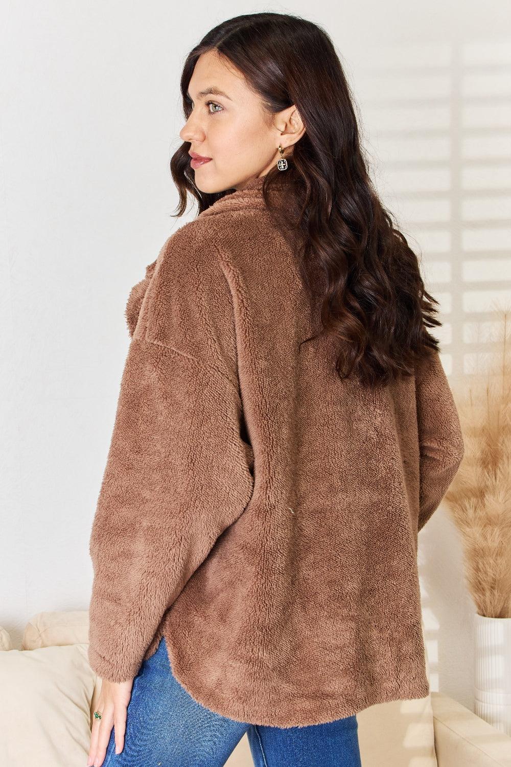 Culture Code Double Breasted Fuzzy Coat Carauana Store