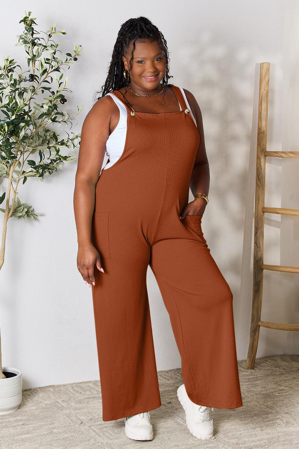 Double Take Full Size Wide Strap Overall with Pockets Carauana Store