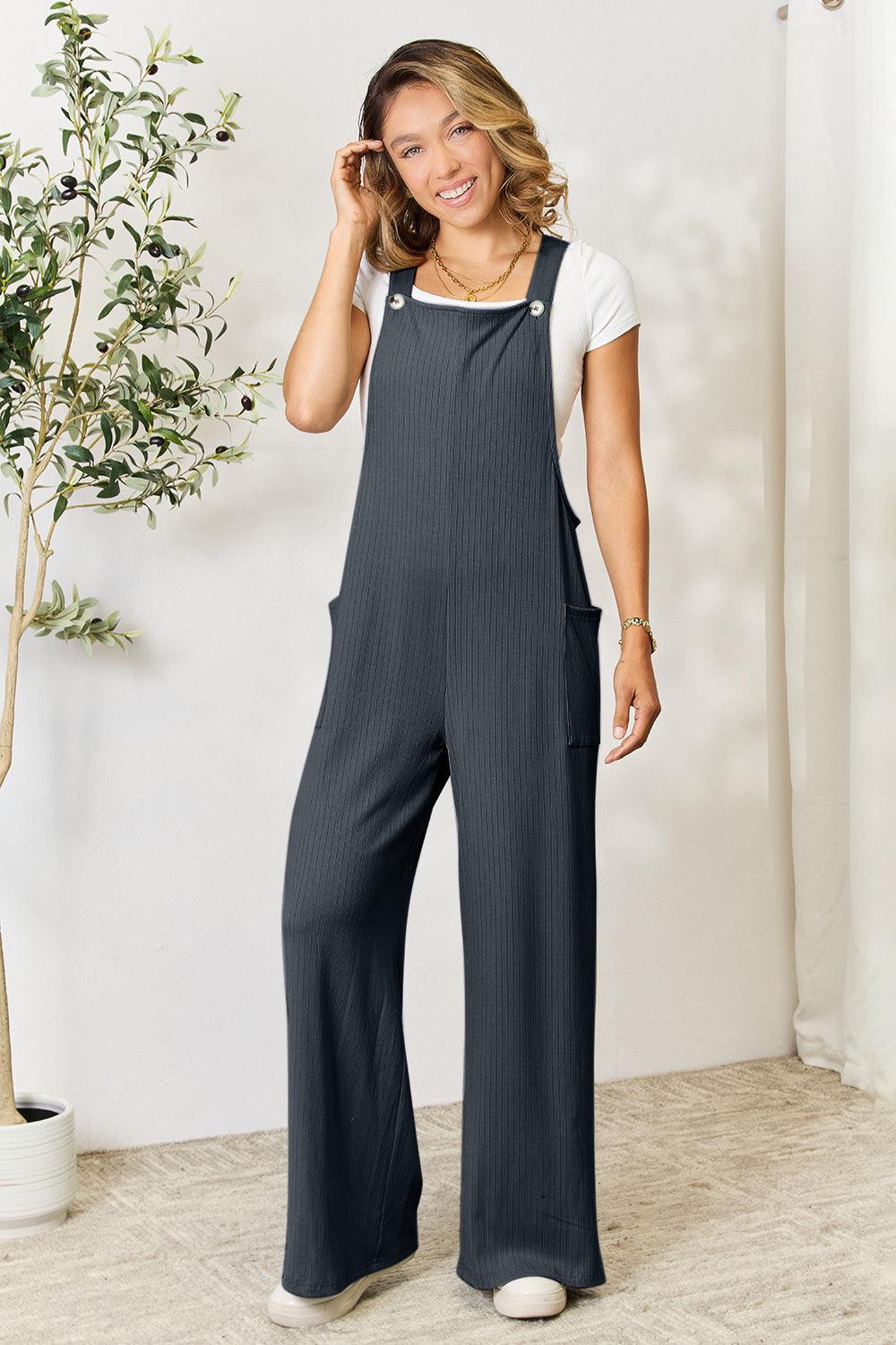 Double Take Full Size Wide Strap Overall with Pockets Carauana Store
