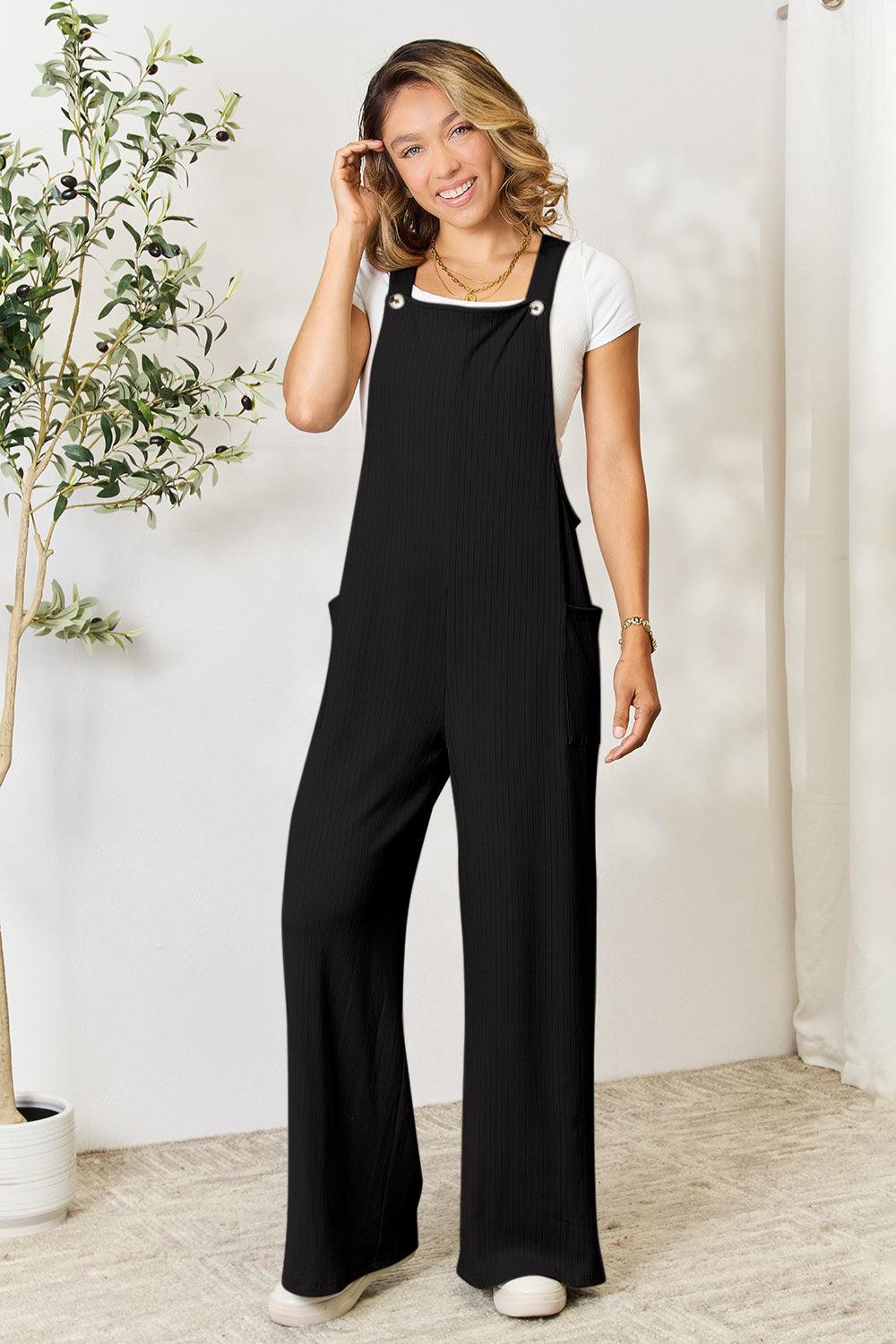 Double Take Full Size Wide Strap Overall with Pockets Carauana Store