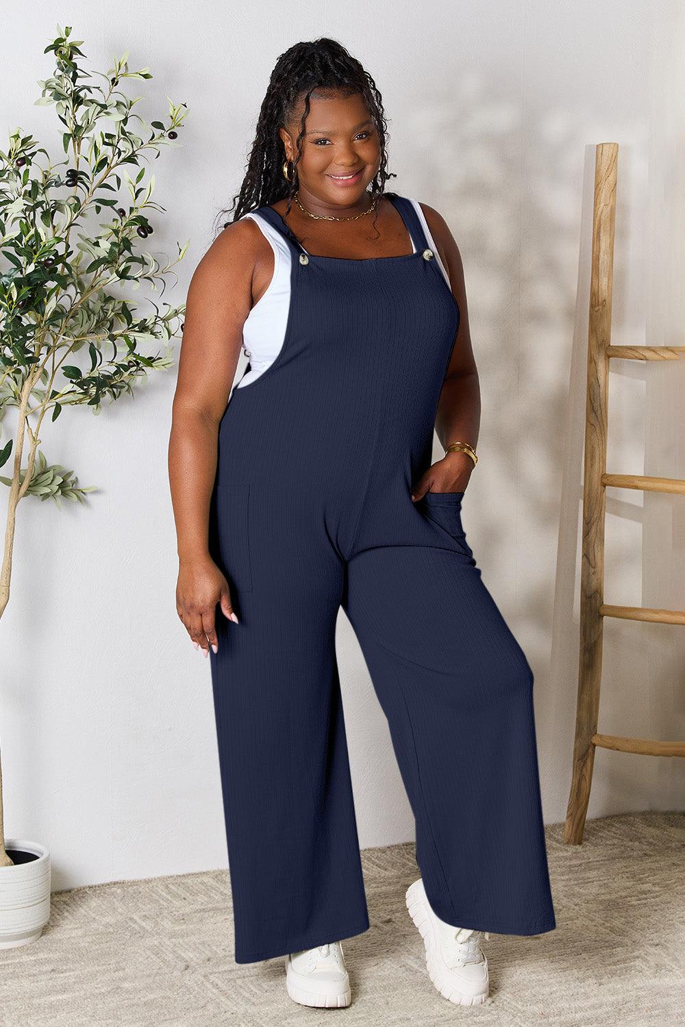 Double Take Full Size Wide Strap Overall with Pockets Carauana Store