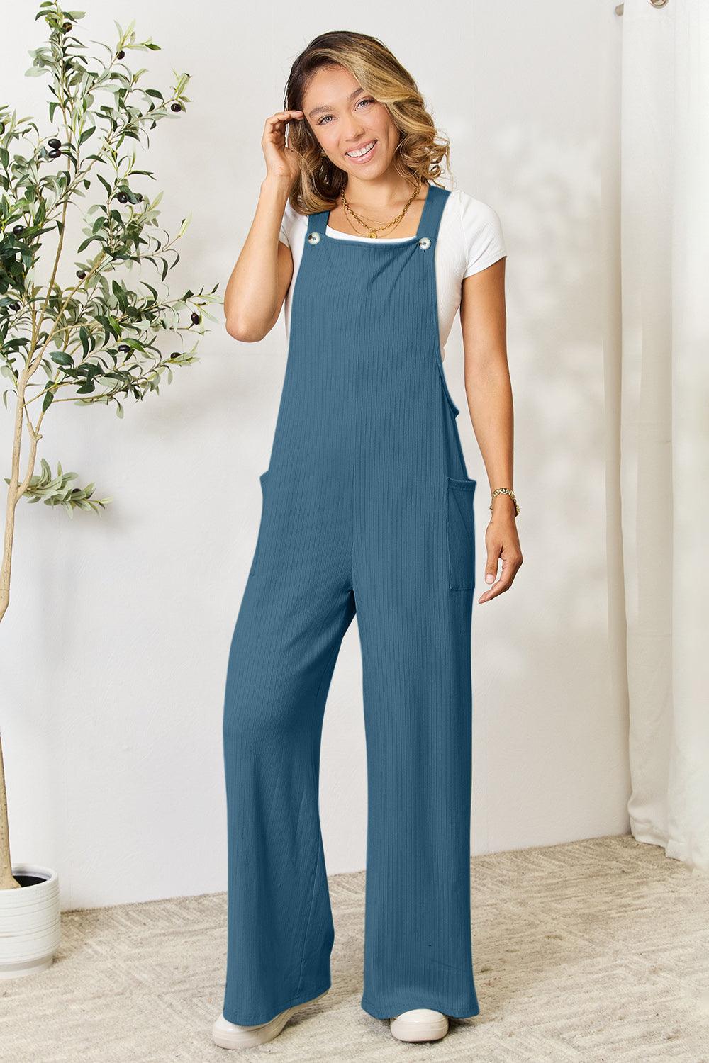 Double Take Full Size Wide Strap Overall with Pockets Carauana Store