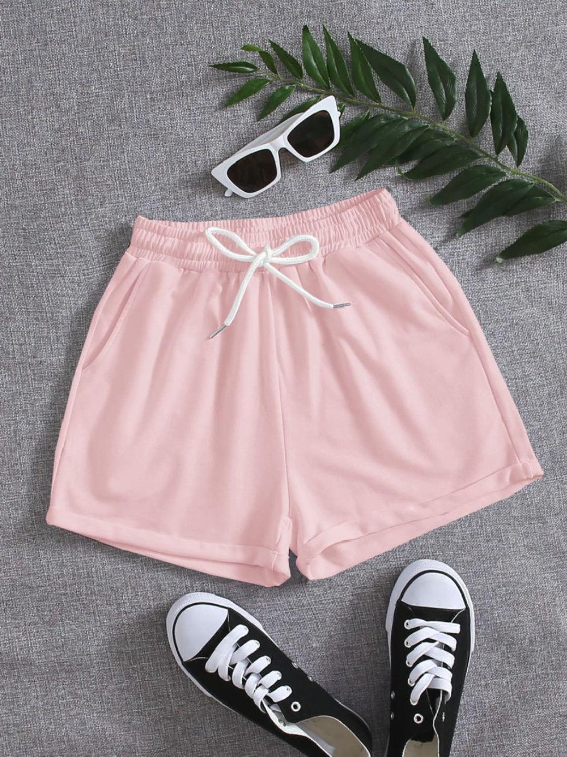 Drawstring Pocketed Elastic Waist Shorts Carauana Store