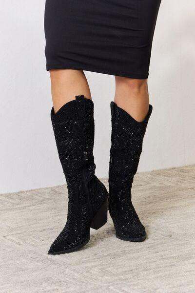 Forever Link Rhinestone Knee High Cowboy Boots Carauana Store