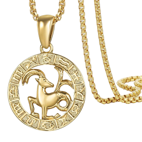 Zodiac Pendant Necklace | Gold-Filled Horoscope Necklace with 12 Signs, Adjustable Chain
