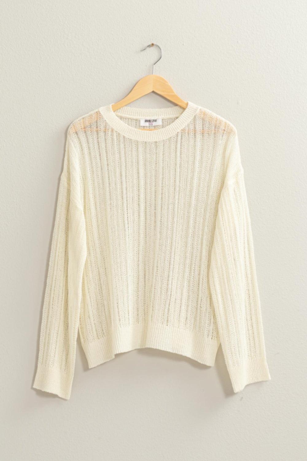 HYFVE Openwork Ribbed Trim Long Sleeve Knit Top Carauana Store