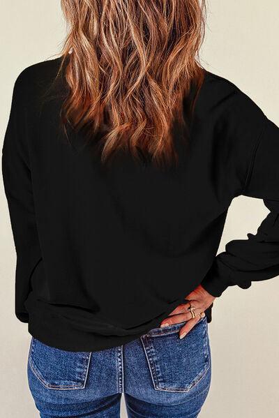 Heart Sequin Round Neck Dropped Shoulder Sweatshirt Carauana Store