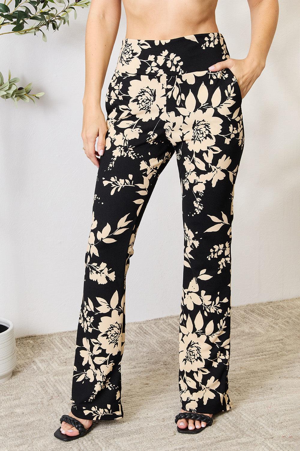 Heimish Full Size High Waist Floral Flare Pants Carauana Store