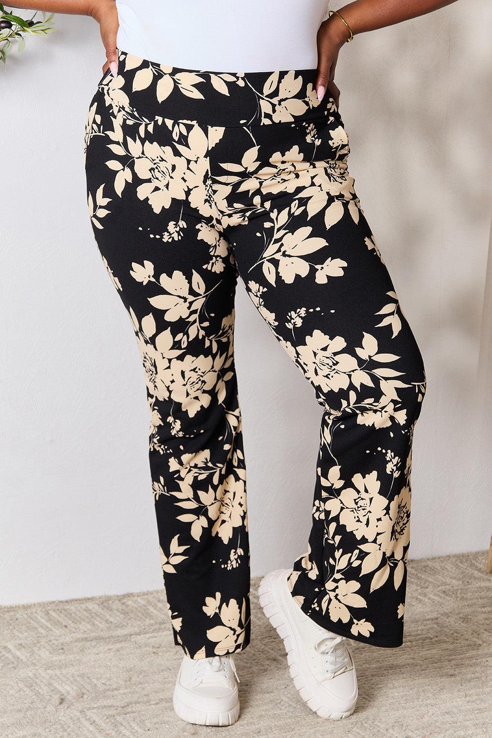 Heimish Full Size High Waist Floral Flare Pants Carauana Store