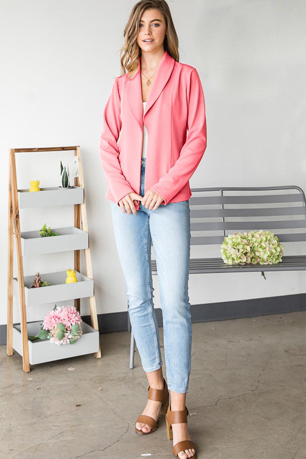 Heimish Open Front Long Sleeve Blazer Carauana Store