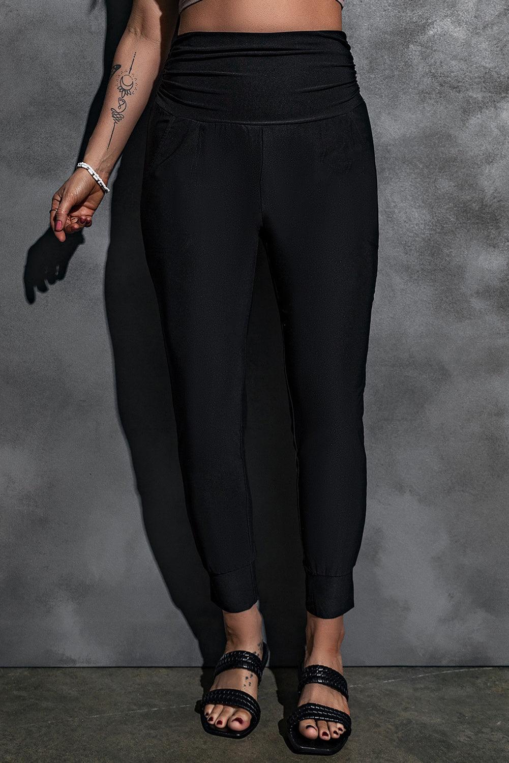 High-Rise Wide Waistband Joggers Carauana Store